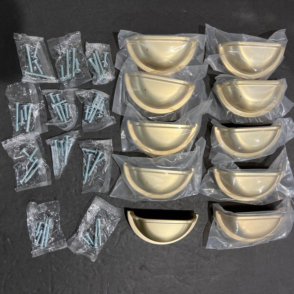 10 Cabinet Bin Cup Drawer Pull Kitchen Bath Hardware Handles Brushed Gold 3"